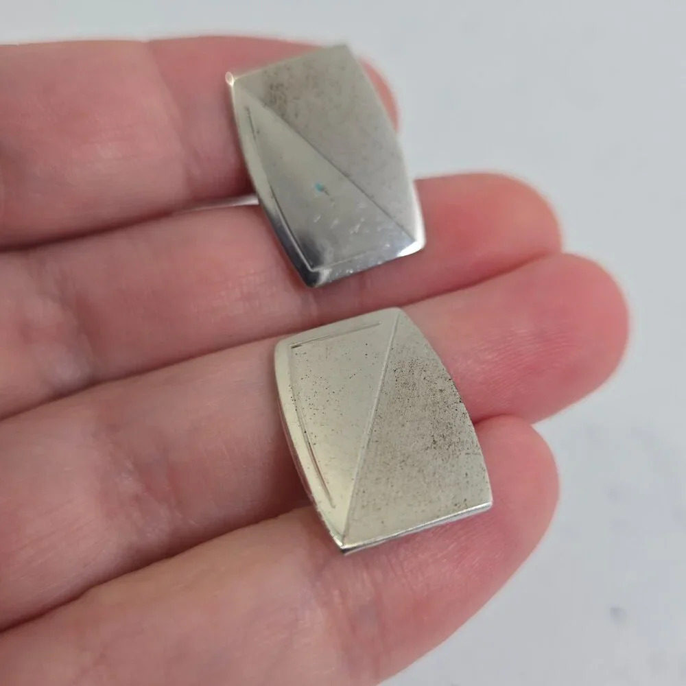 Anson Sterling Cufflinks Silver Textured Basic Everyday Diagonal Matte